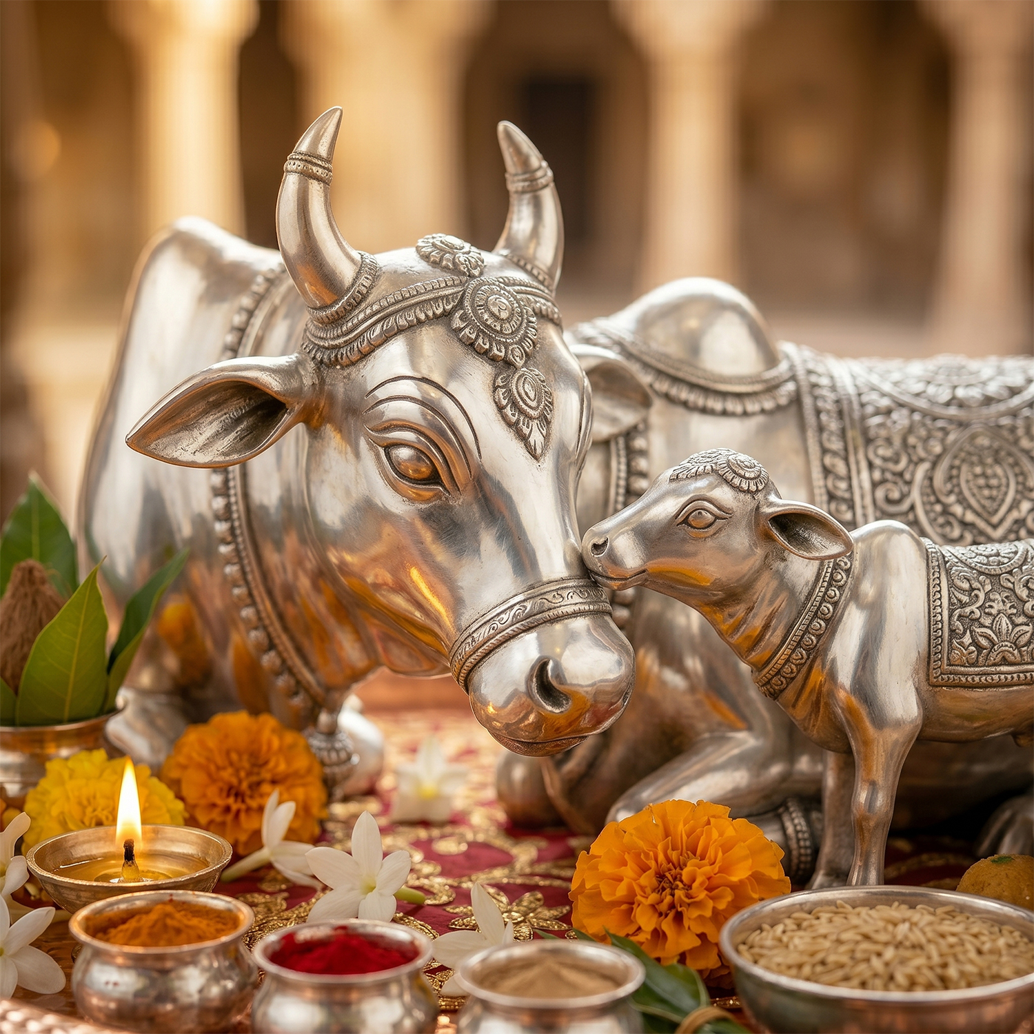 Blessed Silver Gau Mata Idol - Image 3